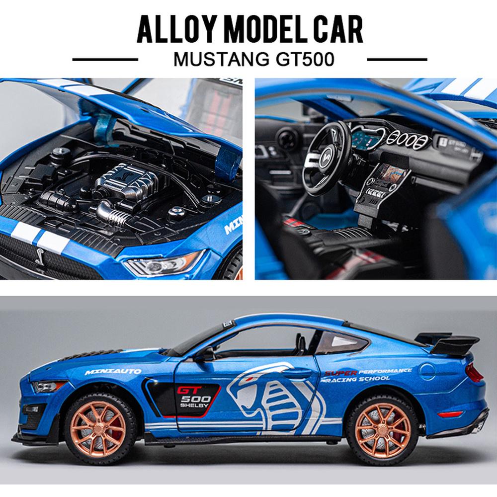 Масштаб 1/24 Mustang Shelby GT500, литая под давлением модель автомобиля, игрушечный автомобиль с откатным механизмом, звуком и светом для детей, коллекция подарков для мальчиков и девочек