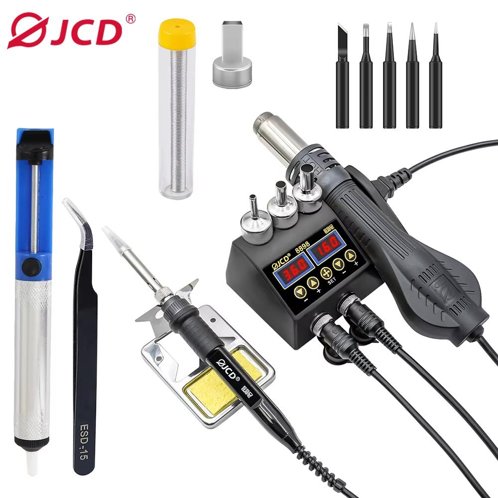 750W SMD Rework Soldering Station 2 in 1 Soldering Iron Hot Air Welding Station LCD Digital Display For BGA PCB IC Repair 8898
