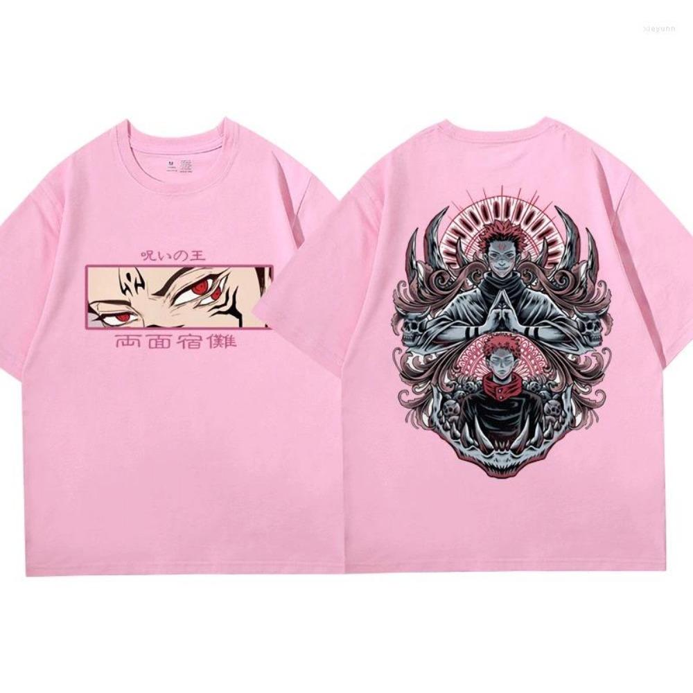 Men's Loose Oversized 100% Pure Cotton Anime T-shirt, Cartoon Pattern Printed T-shirt, Short Sleeved Shirt