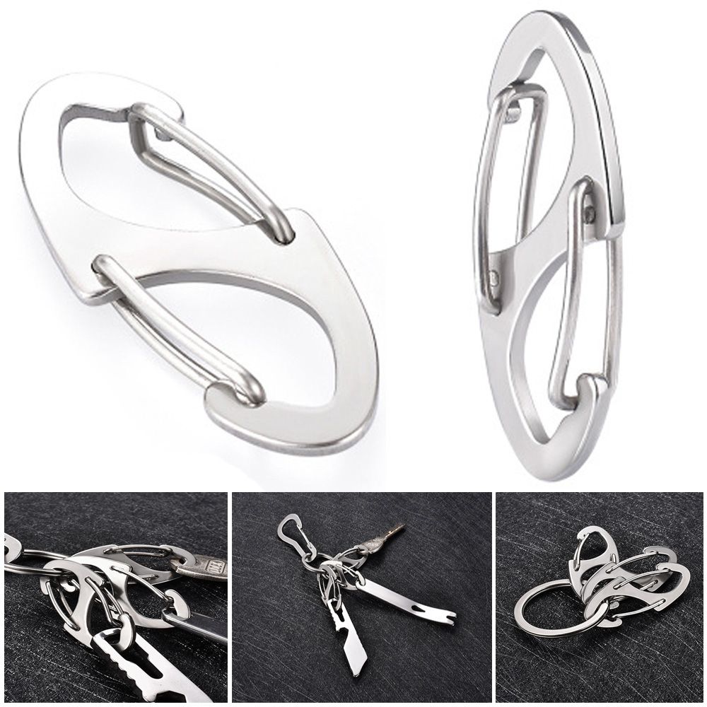 Mini Outdoor EDC Tool Snap Clip Release Buckle Metal Carabiner Keychain Hanging Hook Key Chain Ring