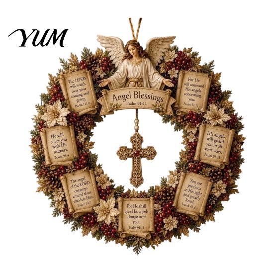 Religious Living Room Accents Christian Bible Verse Christmas Wreath, Pine Cones Decor, Wall Decor Scripture Wreath for Front Door Pastoral