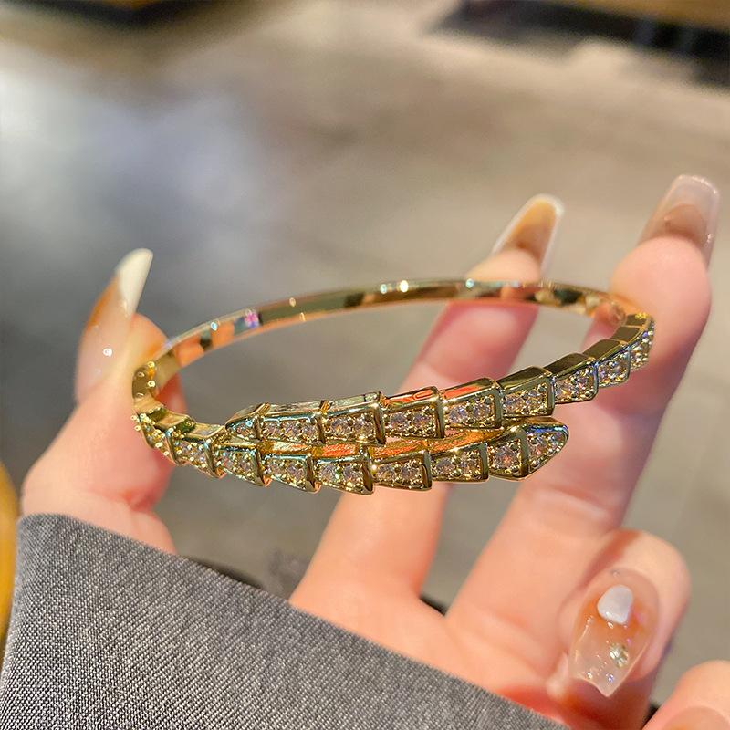 Half Snake European and American Hot Selling Copper Plated T-shaped Zircon Women's Bracelet