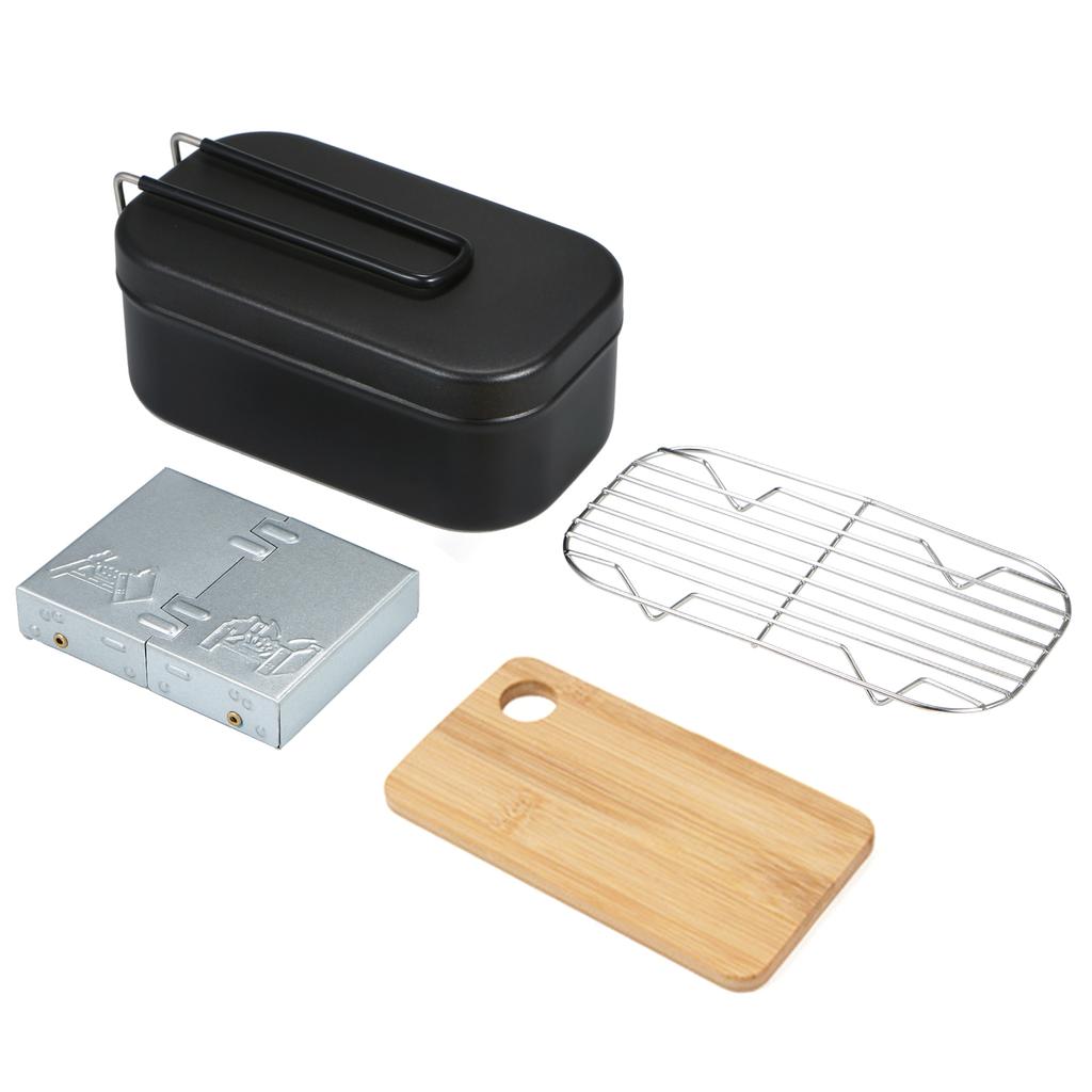 4 шт., набор кухонной посуды, 800 мл, коробка для обеда для кемпинга с алкогольной плитой, стойка для пропаривания, разделочная доска для