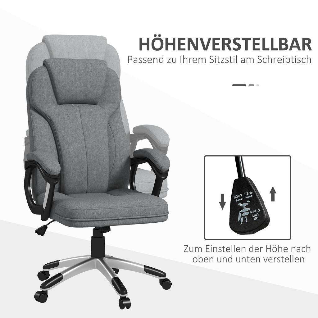 Office Chair Desk Chair Executive Chair, height-adjustable, tilt function, 6 cm x 75 cm x 120 cm, Grey