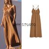 Spring New Women's Clothing Bowknot Decoration Open Back Vertical Vacation Style V-neck Strap Dress 3067367