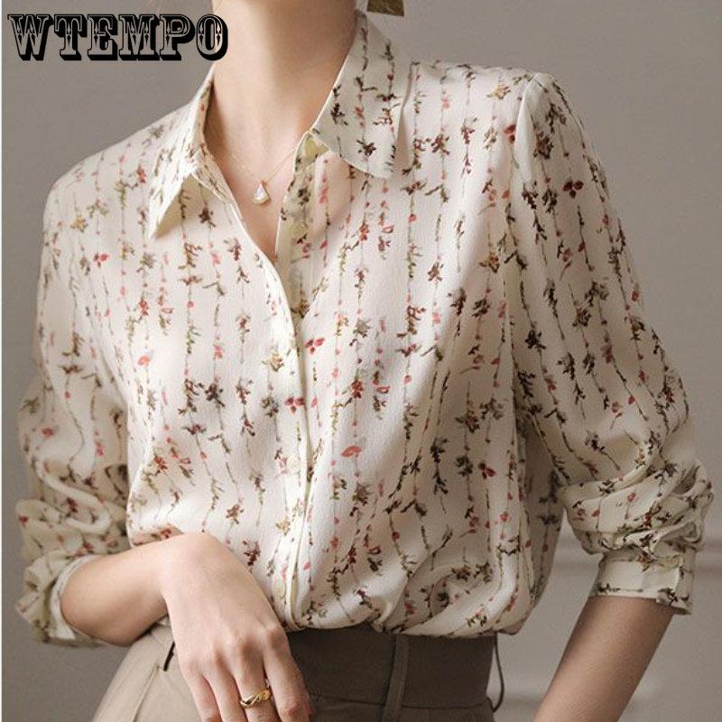 Весенне-осенняя женская рубашка с длинным рукавом, женская темпераментная свободная рубашка, универсальный шифоновый топ в иностранном стиле