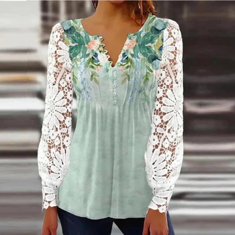 Винтажная кружевная рубашка, женские осенние однотонные топы с длинными рукавами, женские повседневные футболки, модная свободная футболка, сексуальный пуловер 2022