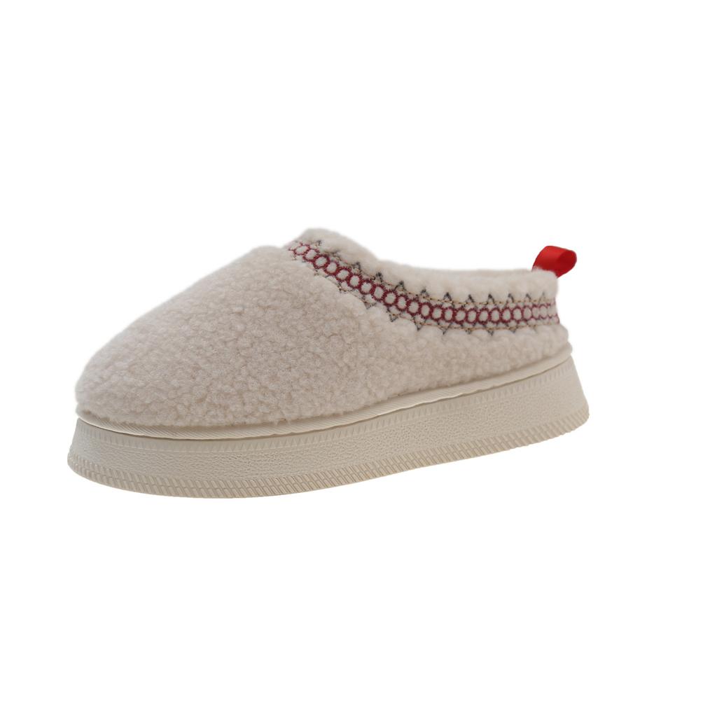 Большие размеры, зимние тапочки из овечьей шерсти на толстой подошве, женские, осень-зима 2025 года, новая верхняя одежда из бархата и хлопка, термообувь