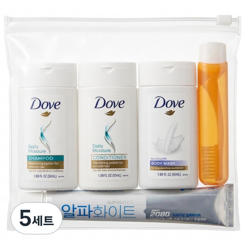 Набор Dove Travel из 5 предметов (5 наборов, включая пакеты с зип-застежкой), 5 комплектов