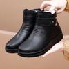 Зимняя женская обувь Женские ботильоны из натуральной кожи Водонепроницаемые плоские ботильоны для пожилых людей Большие размеры Плюшевые теплые зимние ботинки для мам из хлопка