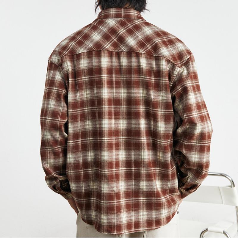 Весенняя новинка для мужчин, американская ретро-куртка с длинным рукавом в клетку