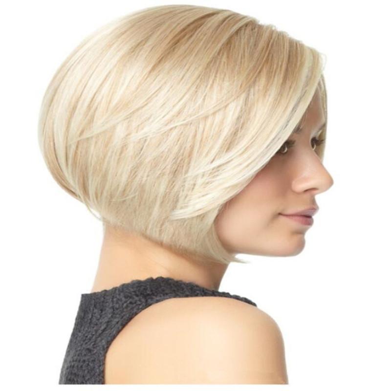 Женский короткий светлый синтетический парик, натуральный пушистый волнистый парик с боковой частью, челка для женщин, повседневное использование, косплей, термостойкий парик