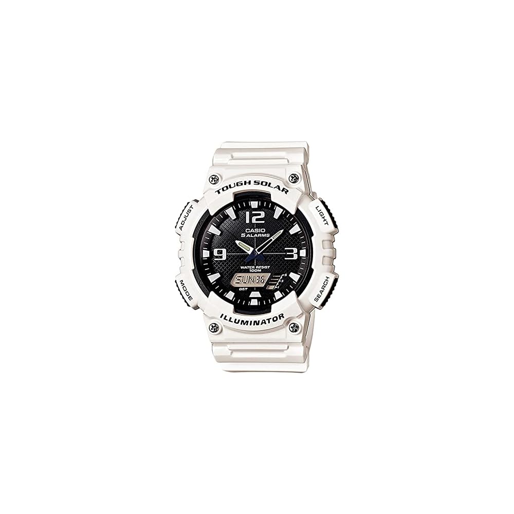 Мужские кварцевые часы Casio Tough Solar Аналогово-цифровые Серия AQ-S810 Модель Глянцевый Белый