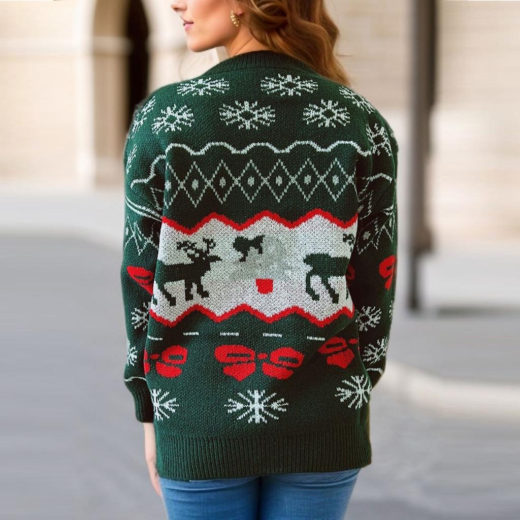 Women's Autumn/Winter Fashion Christmas Sweater Round Neck Long Seeve Sweater