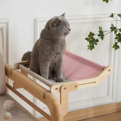 Кошачья лежанка на окно Прочный деревянный кошачий гамак Подвесное сиденье-гамак для кошки на окно для дома Устойчивый, с высокой несущей способностью, кошачий гамак Новый