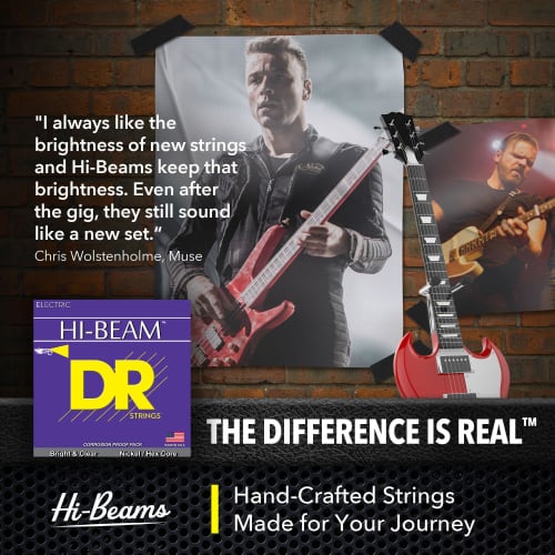 DR Strings Electric Guitar Strings, HI-BEAM Nickel, .010-.046, MTR-10