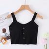 Manufacturer Wholesale 2025 New Spring and Summer Cotton Belt Bra Sling Vest Women Button Wide Shoulder Belt Women's Navel Vest