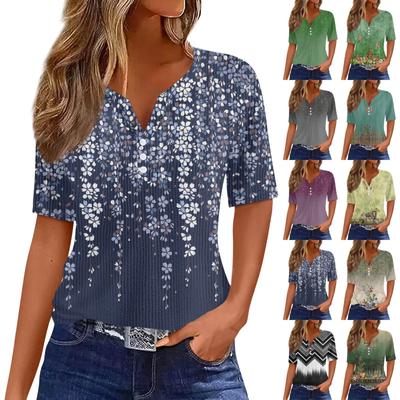 Футболки для женщин, плиссированные, с квадратным вырезом, нарядные, повседневные, блузки с принтом, с коротким рукавом, летние топы свободного кроя