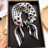 Lily Printed 70 Square Scarf Imitation Silk Sunscreen Scarf Versatile Decorative Scarf Women'S Headscarf Silk Scarf
