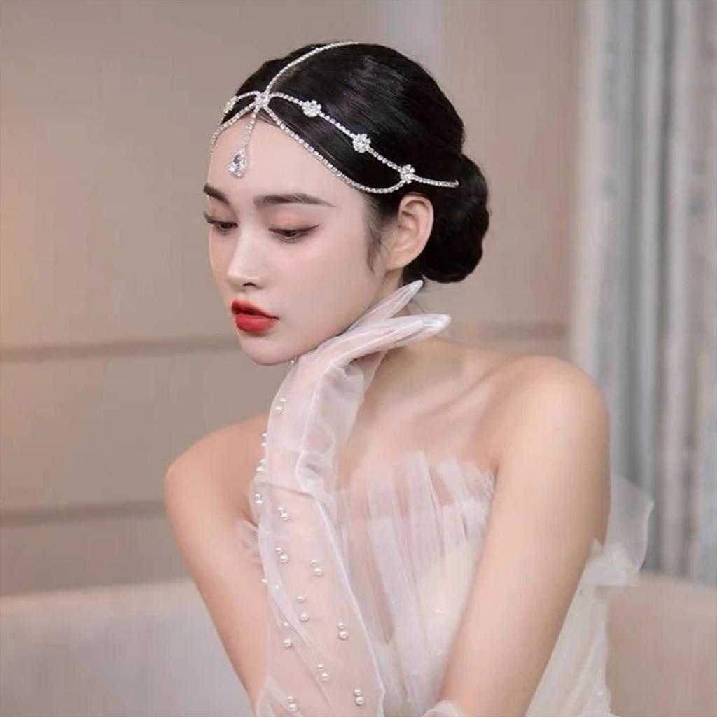 Female Hairbands Headdress Luxurious Drops Claw Chain Accessories for Banquet Wedding Dresses Skirts