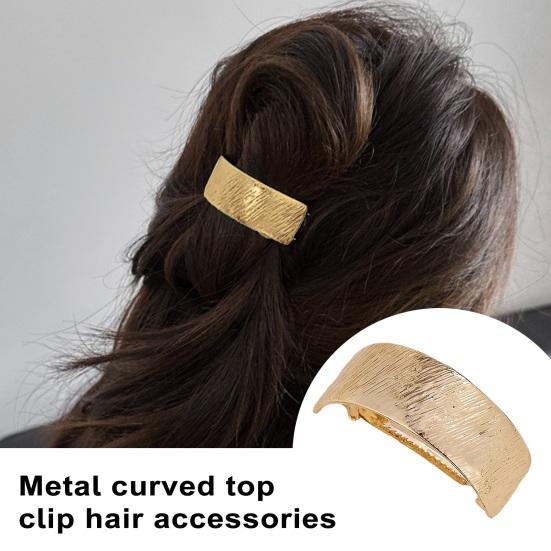 Metal Ponytail Hair Clip Geometric Semi-circle Anti-slip Strong Silver Color Curved Golden Shiny Alloy Hold Women Hair