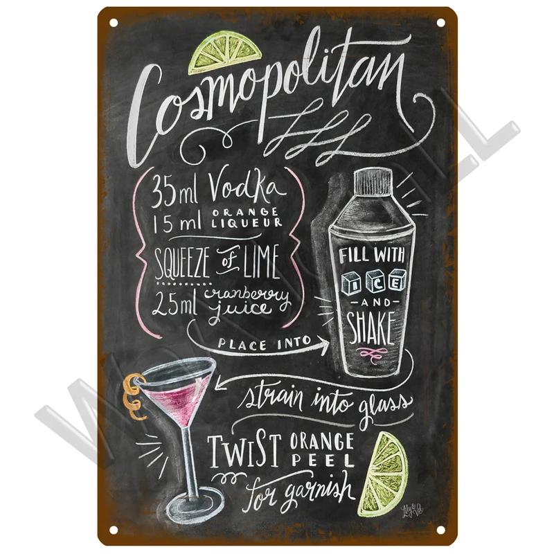 Tin Sign Decor Cocktail Metal Sign Plaque Metal Plate Vintage Iron Poster Wall Art Painting For Pub Club Man Cave Bar Decoration
