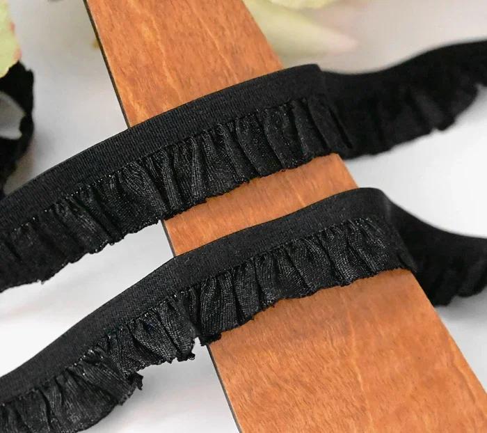 21 Color Stretchy Ealstic Ruffle Pleat Dance Shirt 1.5-2.5cm Wide Skirt Dress Edging Lace Trim Ribbon 10 Meters