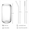 2Pcs 550ml Glass Cup Can Shaped Drinking Glasses Iced Coffee Cup Bubble Tea Mug Beer Tumbler Juice Milk Beverage Cup with Straws