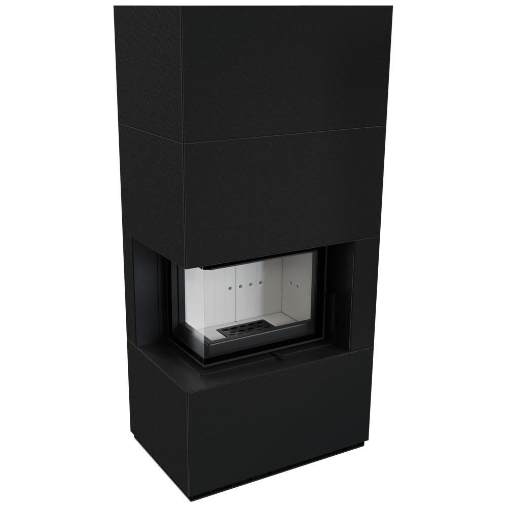 Modular Fireplace KRATKI FLOKI Left-sided 8 kW Ø 160 Granite Panels ZIMBKRATKI ABWE NERO