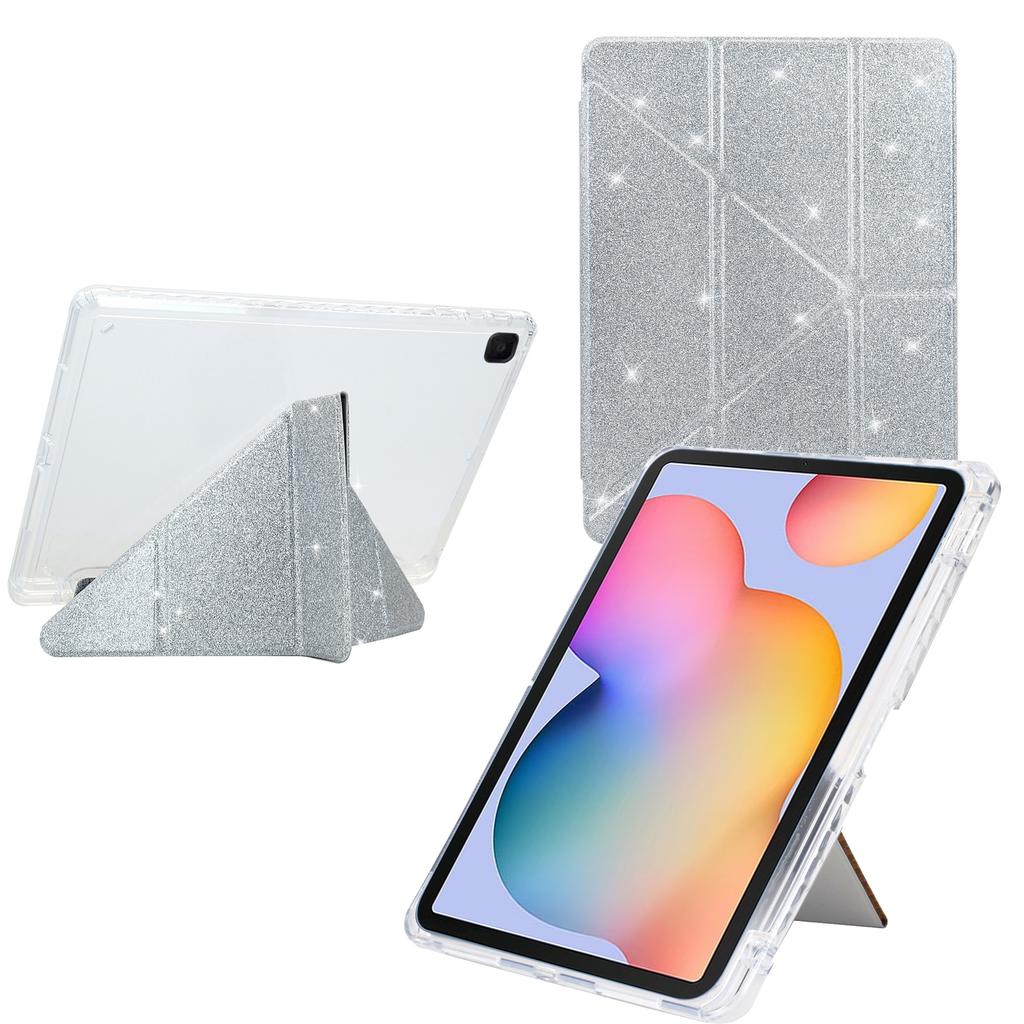 Tablet Case For Samsung Galaxy Tab S6 Lite (2024)/(2022)/(2020) P610 P615 Y-Fold Stand Glitter Leather TPU Acrylic Clear Cover
