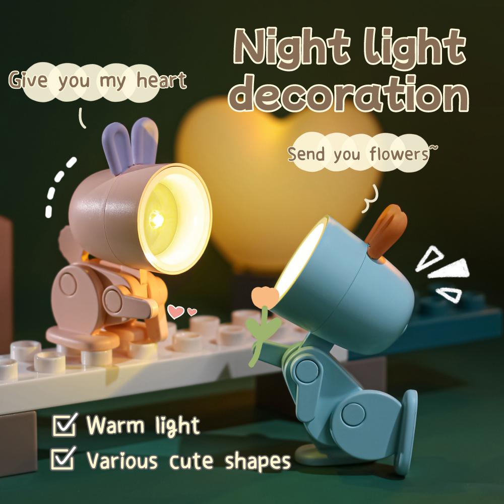 Мини-настольный светильник, милый динозавр, в форме кролика, лампы для чтения, Kawaii, декор для спальни, ночник, прикроватная настольная лампа с магнитным основанием