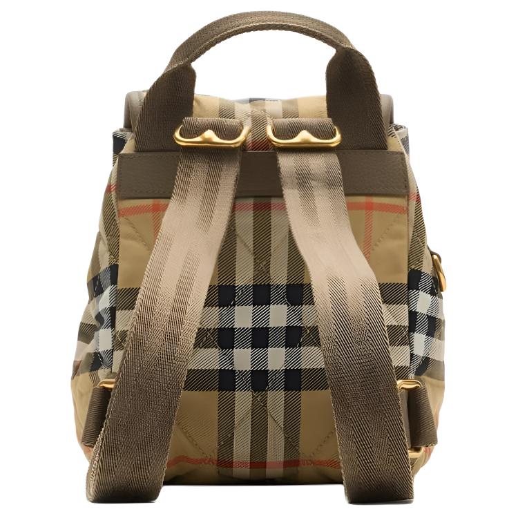 Burberry Мини-рюкзак в клетку с стеганой отделкой, деталью в виде рыцаря на коне и золотой фурнитурой для повседневного использования