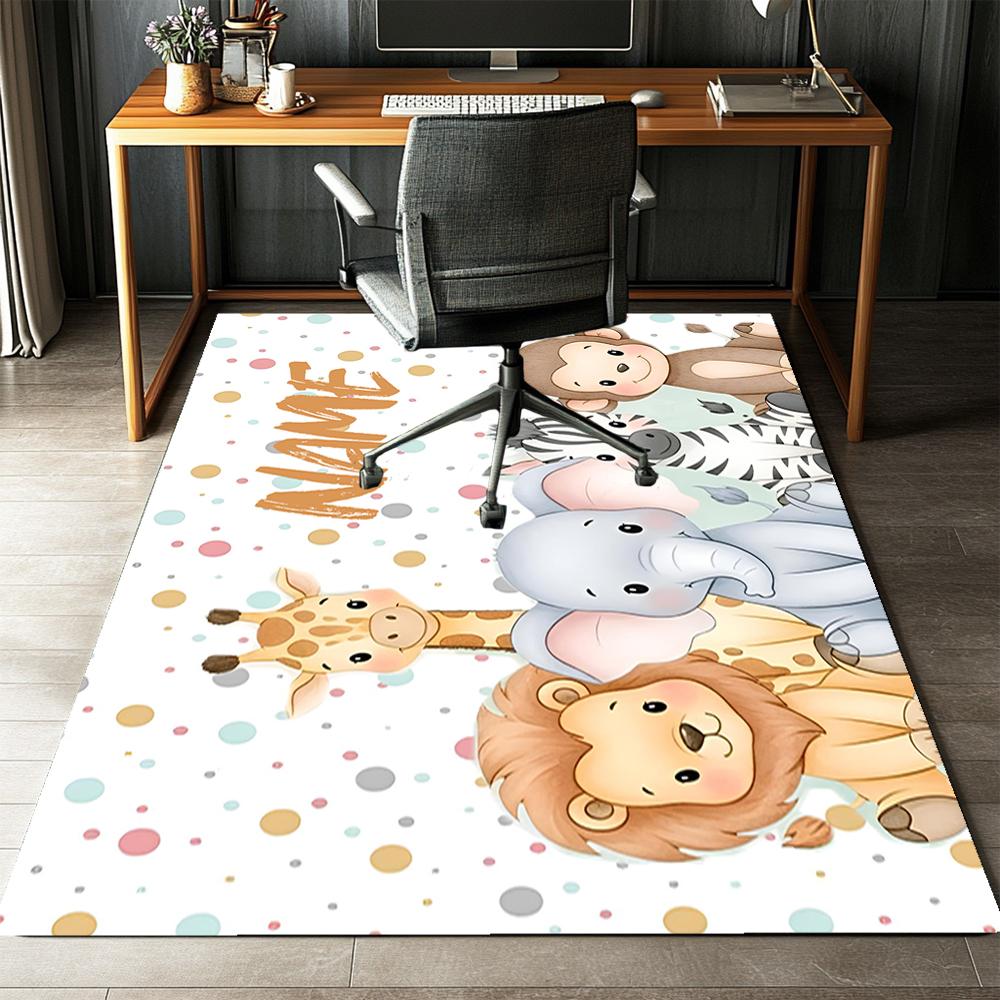 Custom Name Animals Printed Carpet,Rug for Office Chair Living Room Bedroom Kitchen Room Decor Gifts.