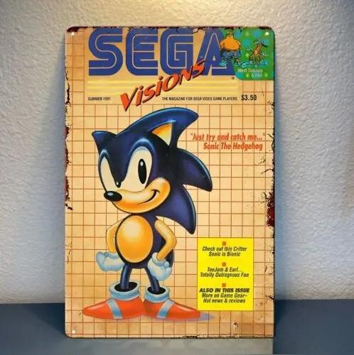 1 шт., Металлический плакат Sega для видеоигр - Коллекционный жестяной знак (Размер:)