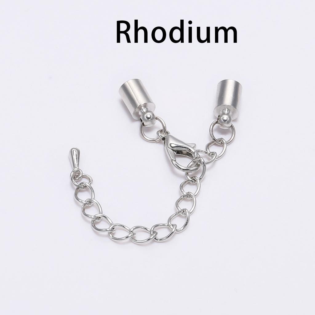10pcs 3-10 mm Tassel Round Leather End Tip Caps With Extending chain Lobster Clasps Hooks Connectors For Jewelry Making Findings