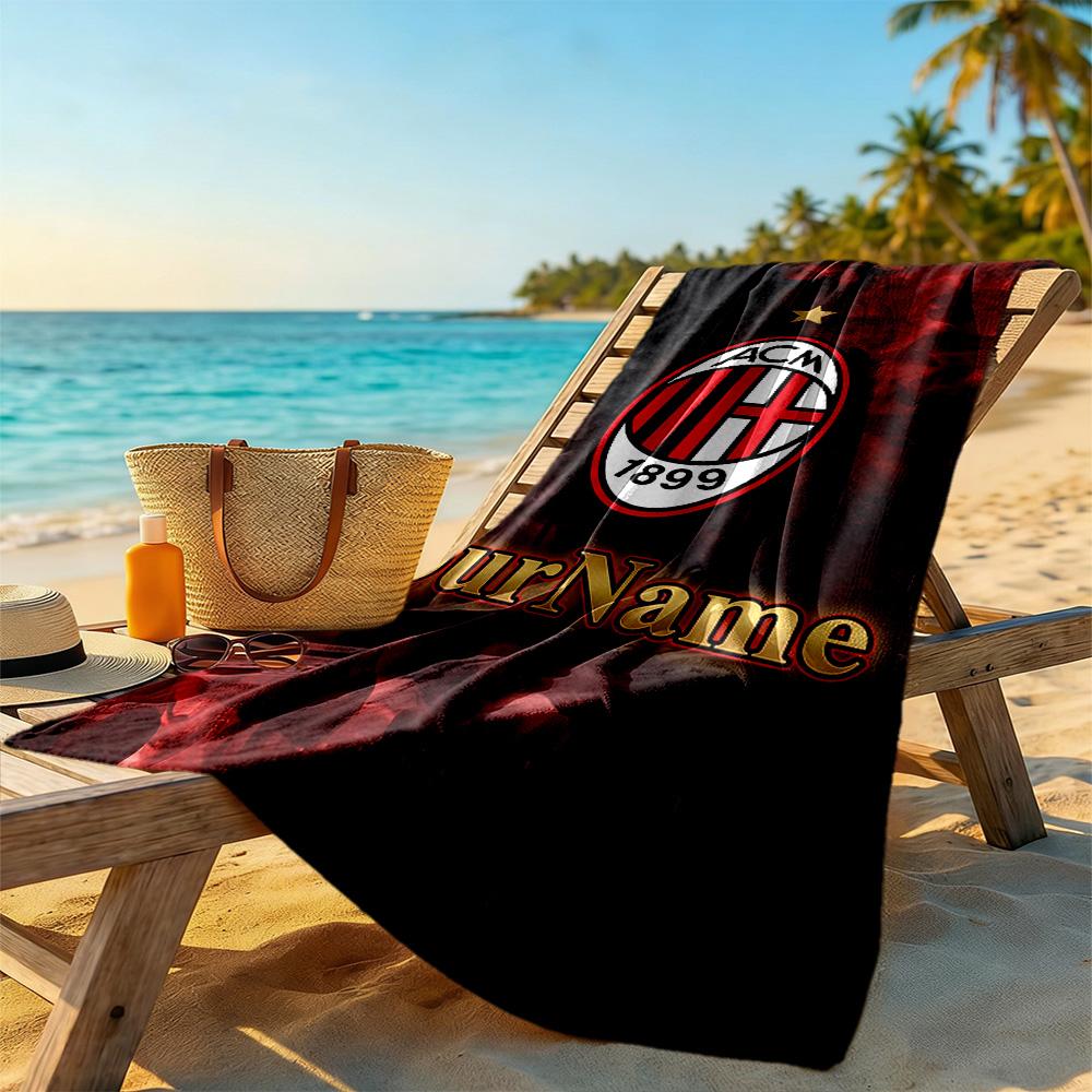Ac Milan Personalized Name Beach Towel Super Soft & Absorbent Suitable for Swimming Gym Camping Yoga Vacation