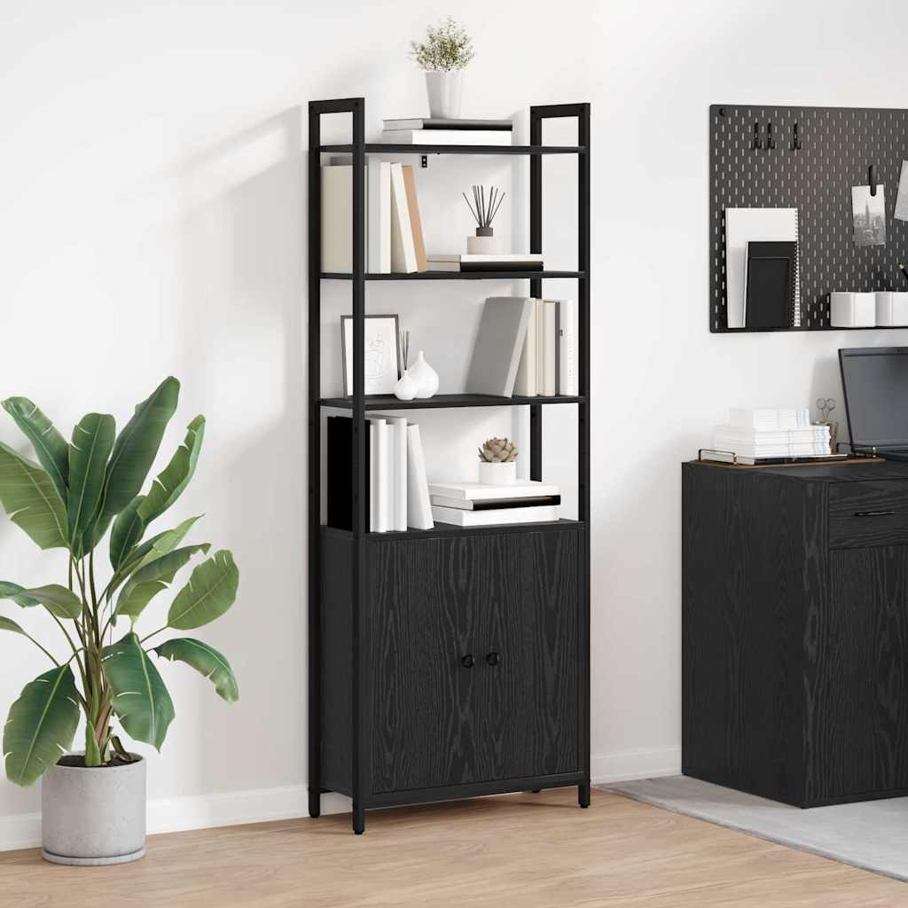 Bookshelf Black Oak Look 60 x 24 x 161 cm Engineered Wood