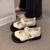 Корейская версия белых туфель Мэри Джейн для женщин, новинка весны 2025 года, ретро, универсальный, в зарубежном стиле, милые, повседневные туфли на плоской подошве с мелким вырезом