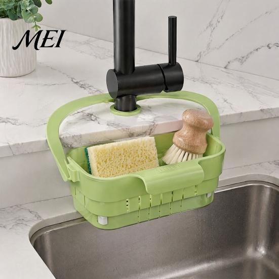 Portable Sink Drainer for Noodles Kitchen Hanging Drain Basket, with Quick Drying Holes, Foldable Organizer Sponges Space Saving Food Residue Catcher,