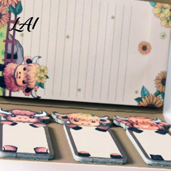 Sticky Notepads Set Highland Yak Shaped Set Cute Cartoon Paper Memo Pads Self Adhesive Page Markers Assorted Shapes And Sizes Index Tabs for