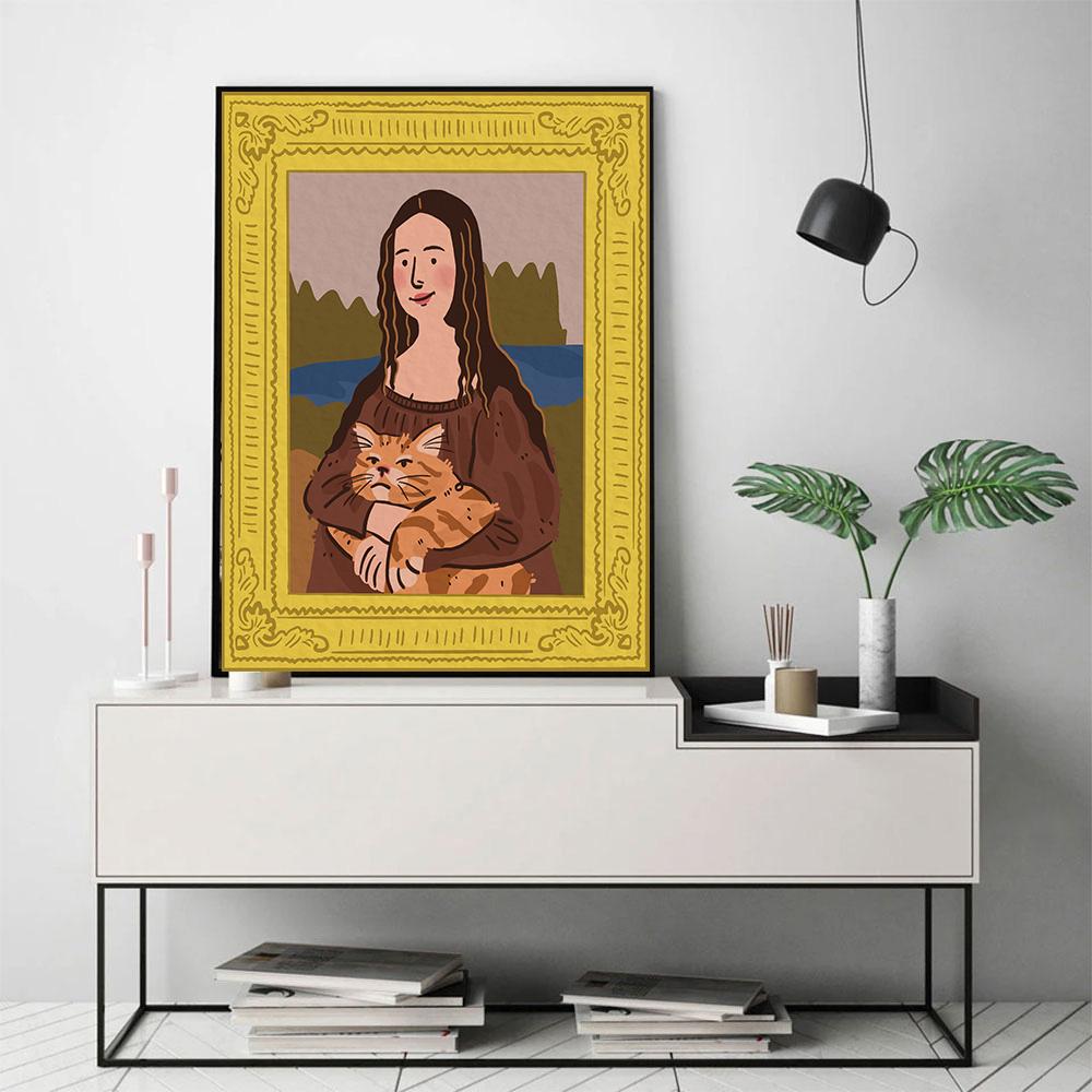 Funny World Famous Painter Mona Lisa Wall Art Canvas Painting Posters And Prints Wall Pictures For Living Room Home Decoration