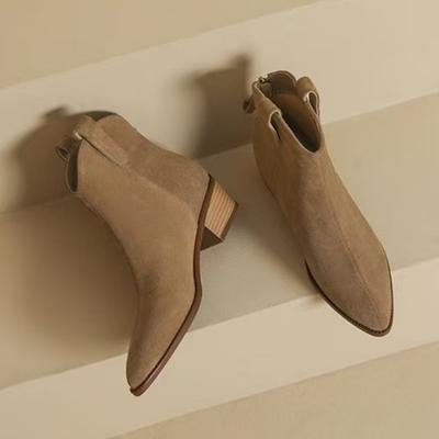 Матовые остроносые короткие ботинки женские 2025 весна и осень одинарные ботинки туфли на высоком каблуке меховые ботинки Мартина ботильоны большой размер 41-43