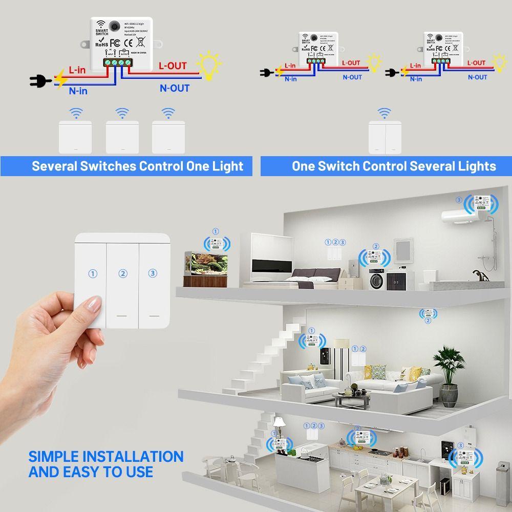 AC85-265V Wireless Smart Switch 1/2/3Gang Remote Control Switch Wall Panel Switch Home Automation