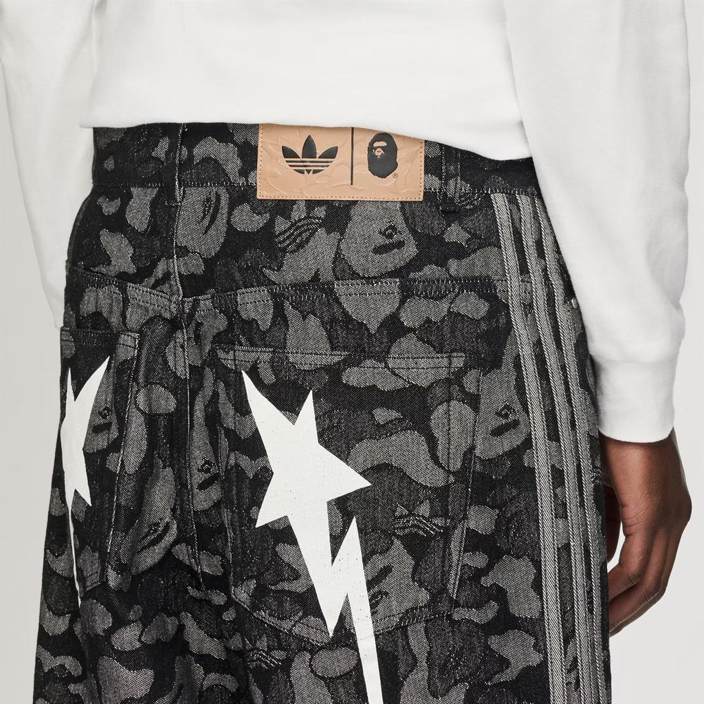 Adidas X BAPE Джинсовые шорты с акулой Черные Унисекс Низ KF4917