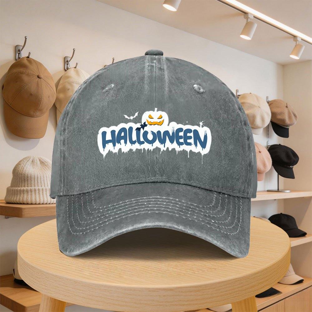 MenS Baseball Cap Halloween Pumpkin Bat Pattern Fashion Casual Hat Adjustable Spring And Autumn Travel Tourism Seaside Vacati