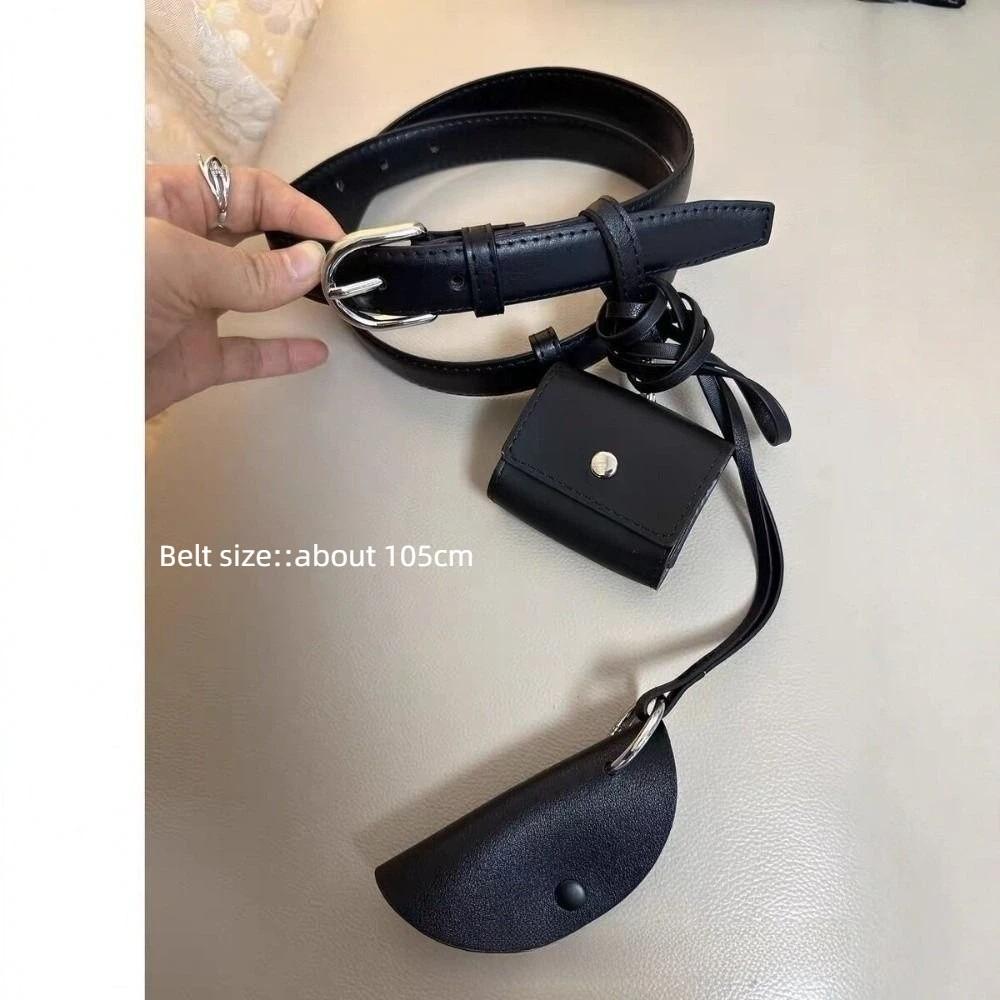 Fashionable Versatile PU Leather Belt Trendy Chic Layering Belt Y2K Style Cool Coin Purse Belt for Early Spring