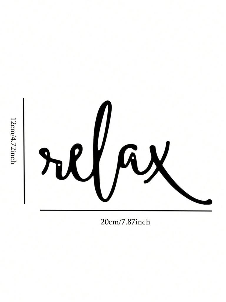 Black Metal Relax Word Art Deco Style Wall Decor Modern Bathroom Sign Iron Art Hanging Decoration