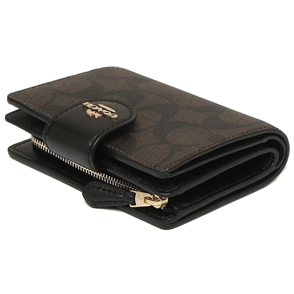 Outlet Bifold Wallet Signature FC0082 СРЕДНИЙ УГЛОВОЙ МОЛНИЯ КОШЕЛЕК SIGNATURE IMAA8 Коричневый Черный [Coach] Женский (1) [Элемент]