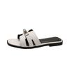 Flat-bottomed Slippers Women's 2025 Summer New Fashion and Versatile Outer Wear One-word Sandals Internet Celebrity Popular Beach Shoes