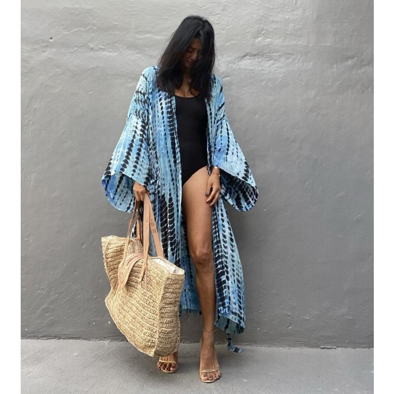 Женская мода весна осень цветные блоки принт длинный рукав свободная талия повседневные платья